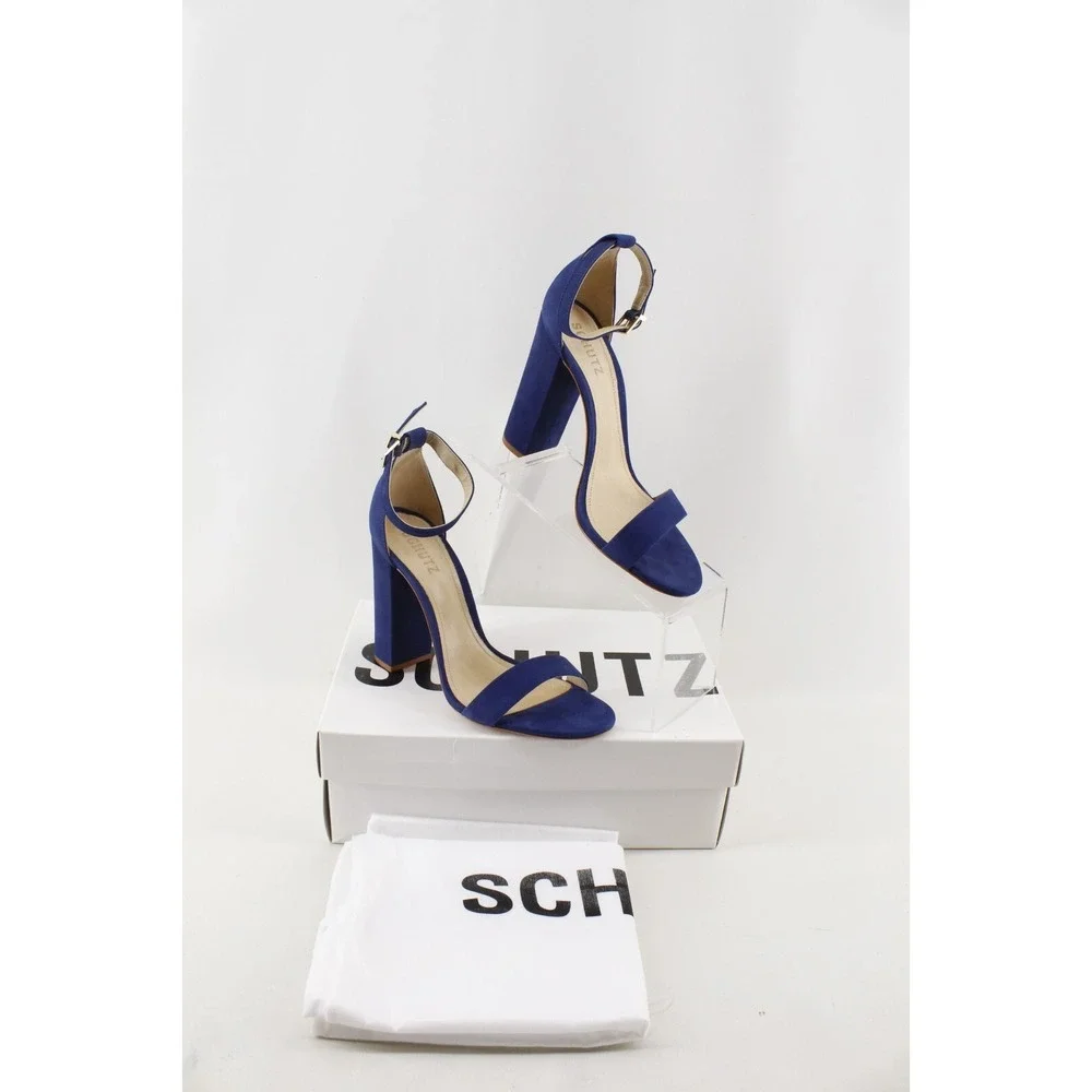 SCHUTZ Enida Slingback Suede High Heel Sandals- Dress Blue, US 8 B‎